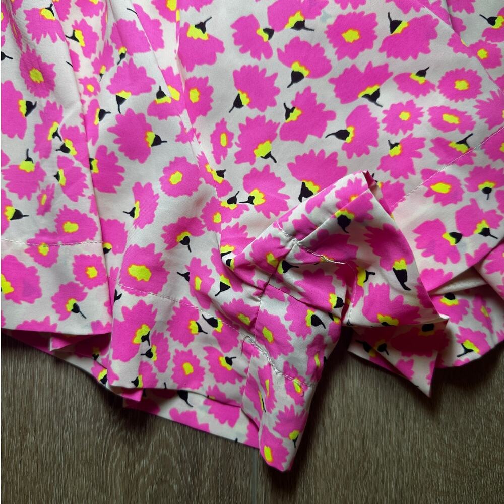 NEW TCEC Smocked High Waisted Floral Shorts Pink Cottagecore Coquette Small - Picture 7 of 7